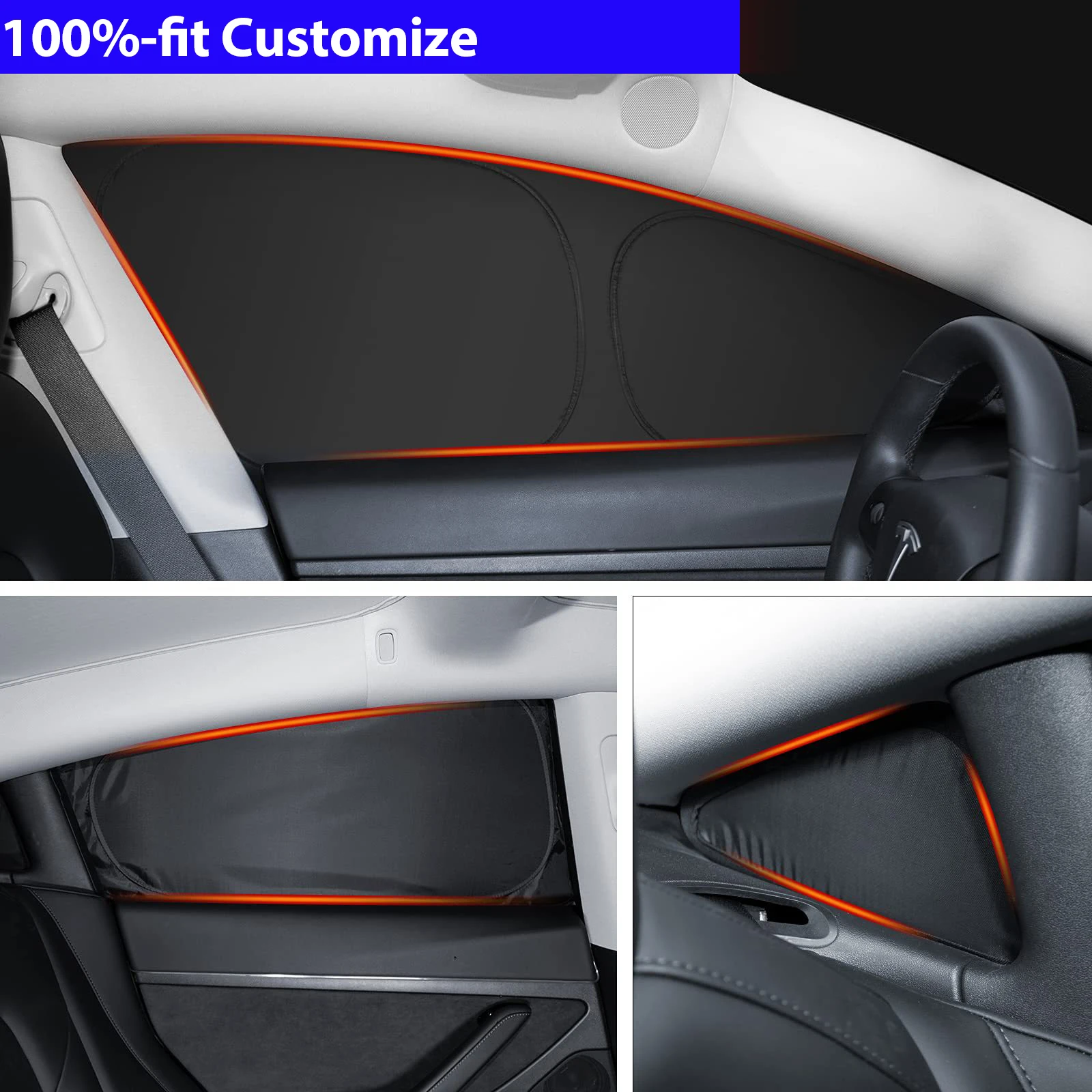 Car Sunshade for Tesla Model 3 Y S X 2024 2025 Sun Shade Privacy Shading Cover Front Rear Side Window UV Protector Highland M3H