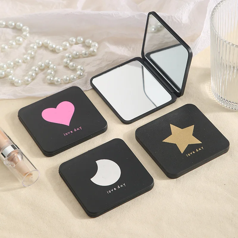 Neuer doppelseitiger faltbarer Spiegel, tragbarer Taschenspiegel, quadratischer kleiner Spiegel für Make-up und Make-up, niedliche kleine Make-up-Spiegel