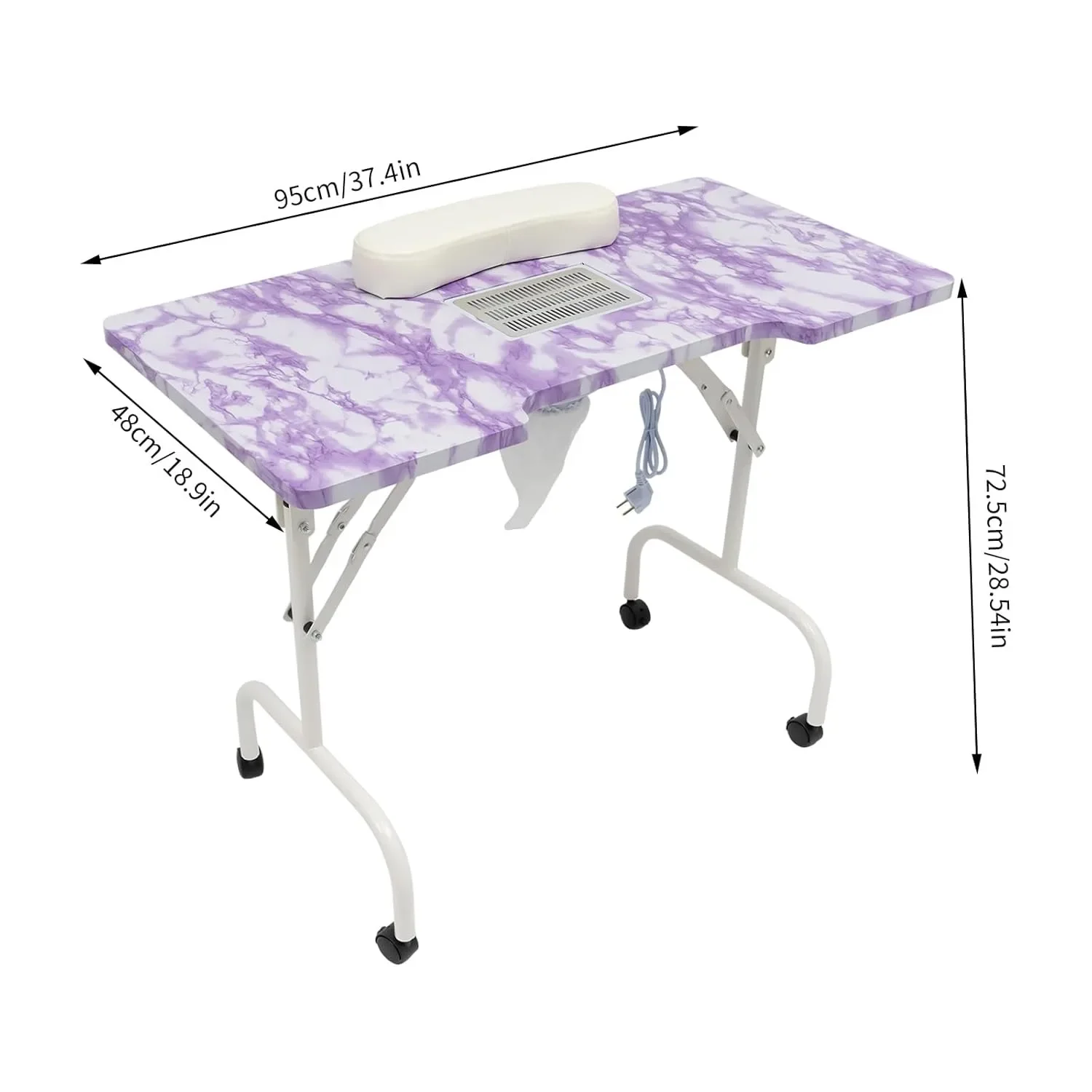 Mesa de manicure, mesa de estúdio de unhas com extração de poeira, mesa de unhas portátil para casa, salão de cabeleireiro, escritório, estúdio de unhas