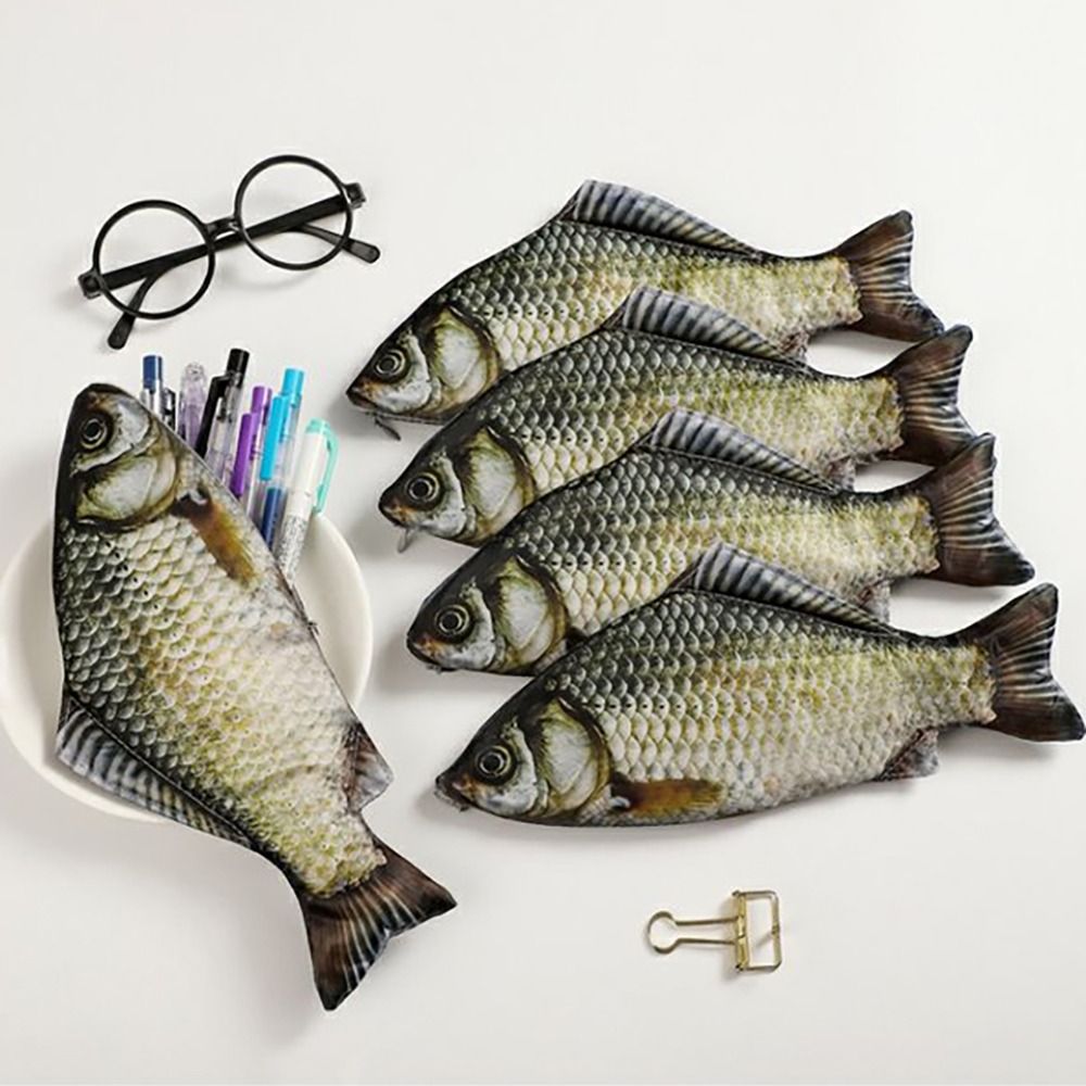 Cartoon Große Kapazität Stift Tasche Simulierte Karausche Multifunktionale Bleistift Fall Schreibwaren Veranstalter Student