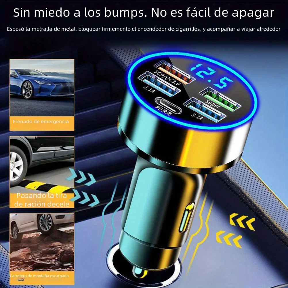 PD + QC 3,0 adaptador de cargador de teléfono de coche de carga rápida 4 puertos Usb cargador de coche tipo C PD35W cargador de coche de carga rápida 3,0