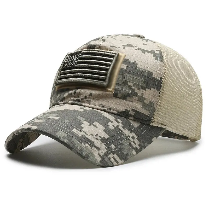 American flagge camouflage aufkleber bestickt basecap netz hut herren outdoor-klett kappe