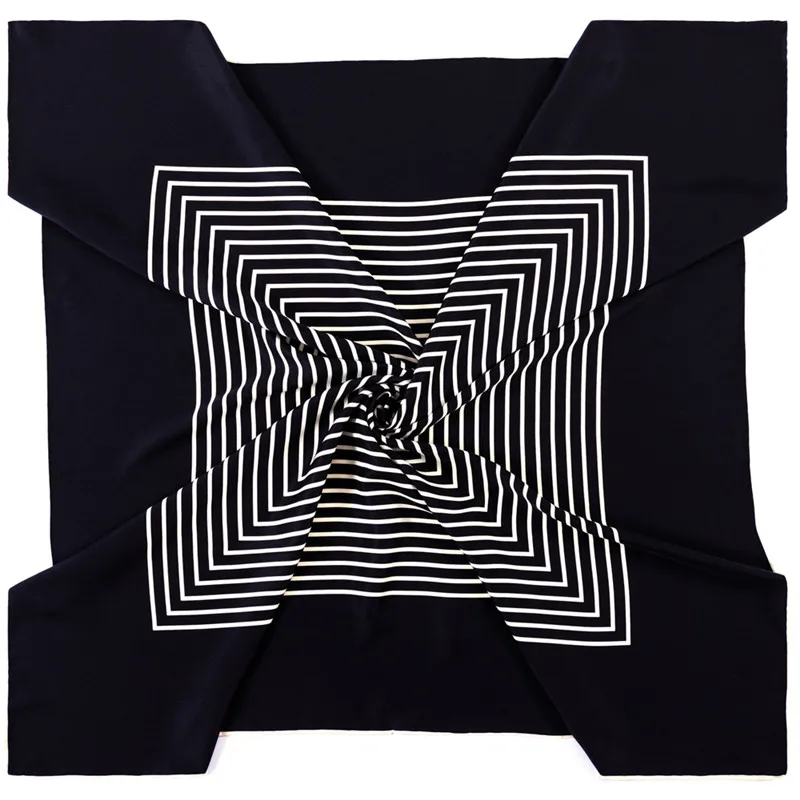 90Cm Vuông Khăn Quàng Cổ Nữ Cao Cấp Thiết Kế Sọc Foulards Hai Dây Lụa Khăn Quàng Cổ Đeo Tay Cán Cao Su Cuộn Tròn Đầu Khăn Hijabs