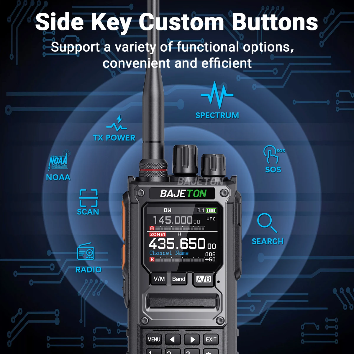 BAJETON BJ-7800 Walkie Talkie Long Range SW MW LW AM SSB CB 10W Wireless Bluetooth Phone Programming NOAA Two Way Radio RT-920