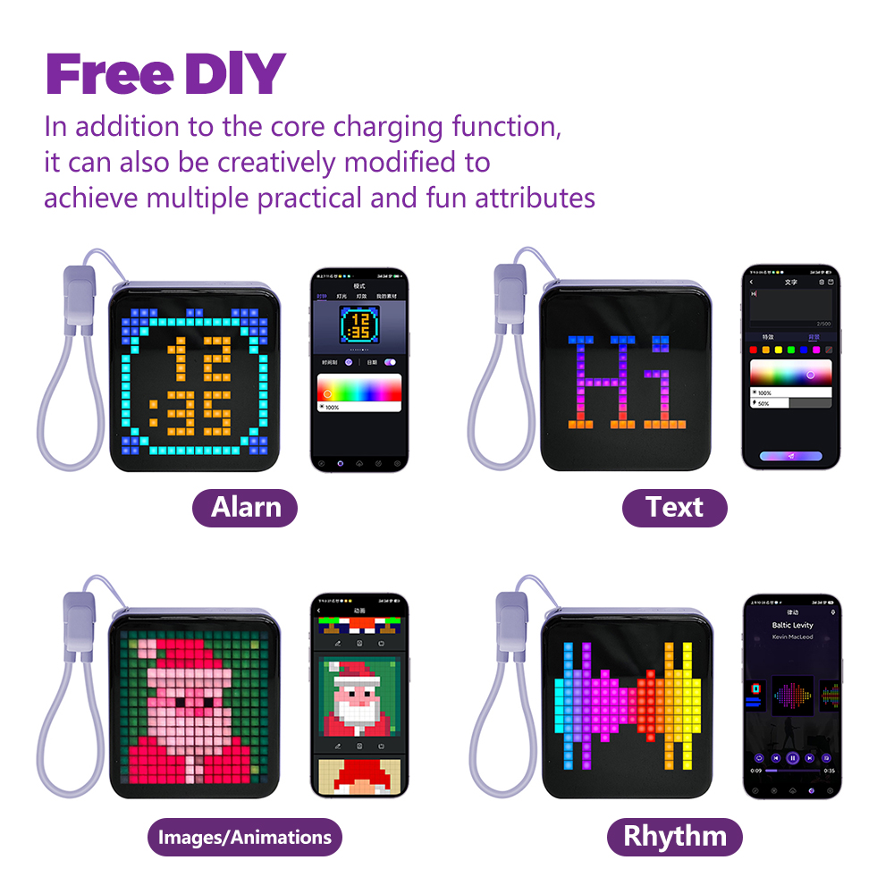 LED Pixel Display Night Light DIY Display Screen Matrix Panel With Fun Text and Digital Clock Kids Adults Gaming Room Decor