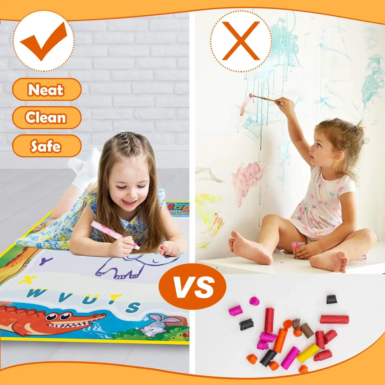 Tapete de desenho mágico com água, reutilizável, placa de pintura com canetas, brinquedos educativos montessori para crianças, presente de natal e dia das bruxas