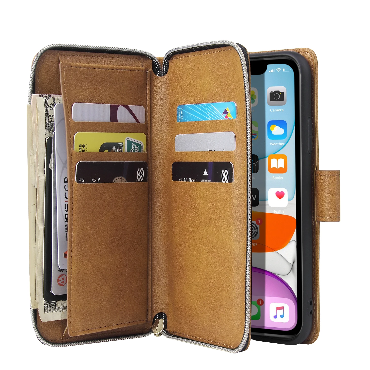 Untuk Blackview BV9100/BV9600/BV9600Pro/A60/A60 PRO/A80/A80S/A80 PRO/A70/A90/A100 Casing Pelindung Dompet Kulit Ritsleting Ultra Tipis