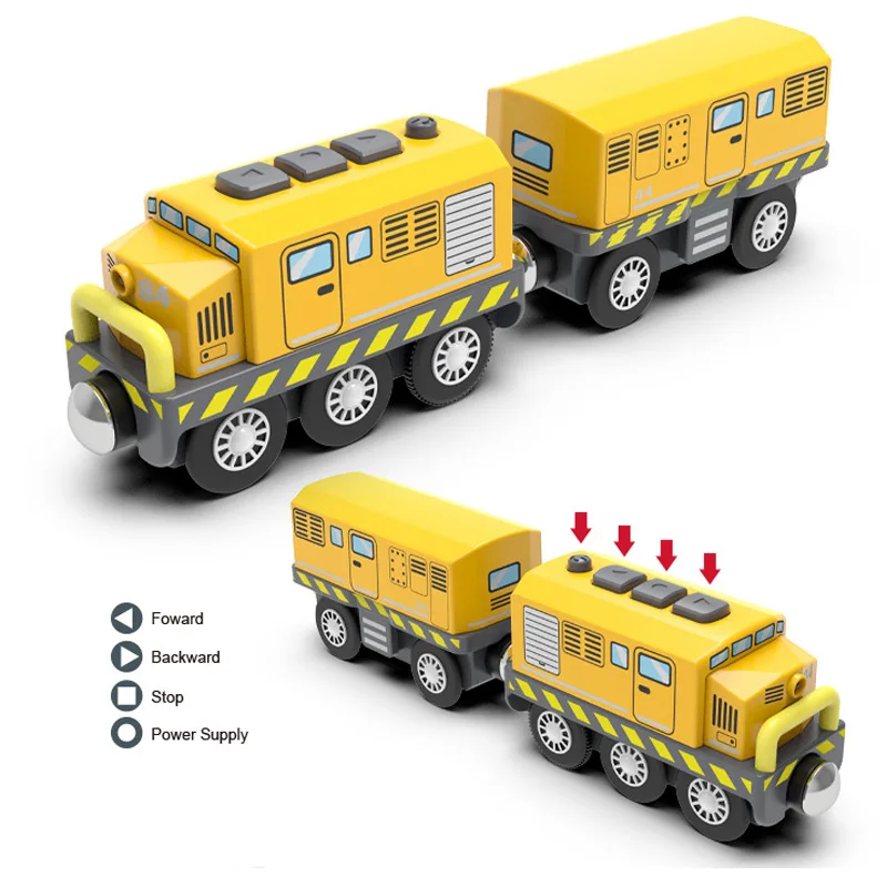 เด็กแม่เหล็กรถไฟฟ้ารถหัวรถจักรไม้สล็อตรถไฟ Diecast 2 รถไม้ของเล่นของขวัญ