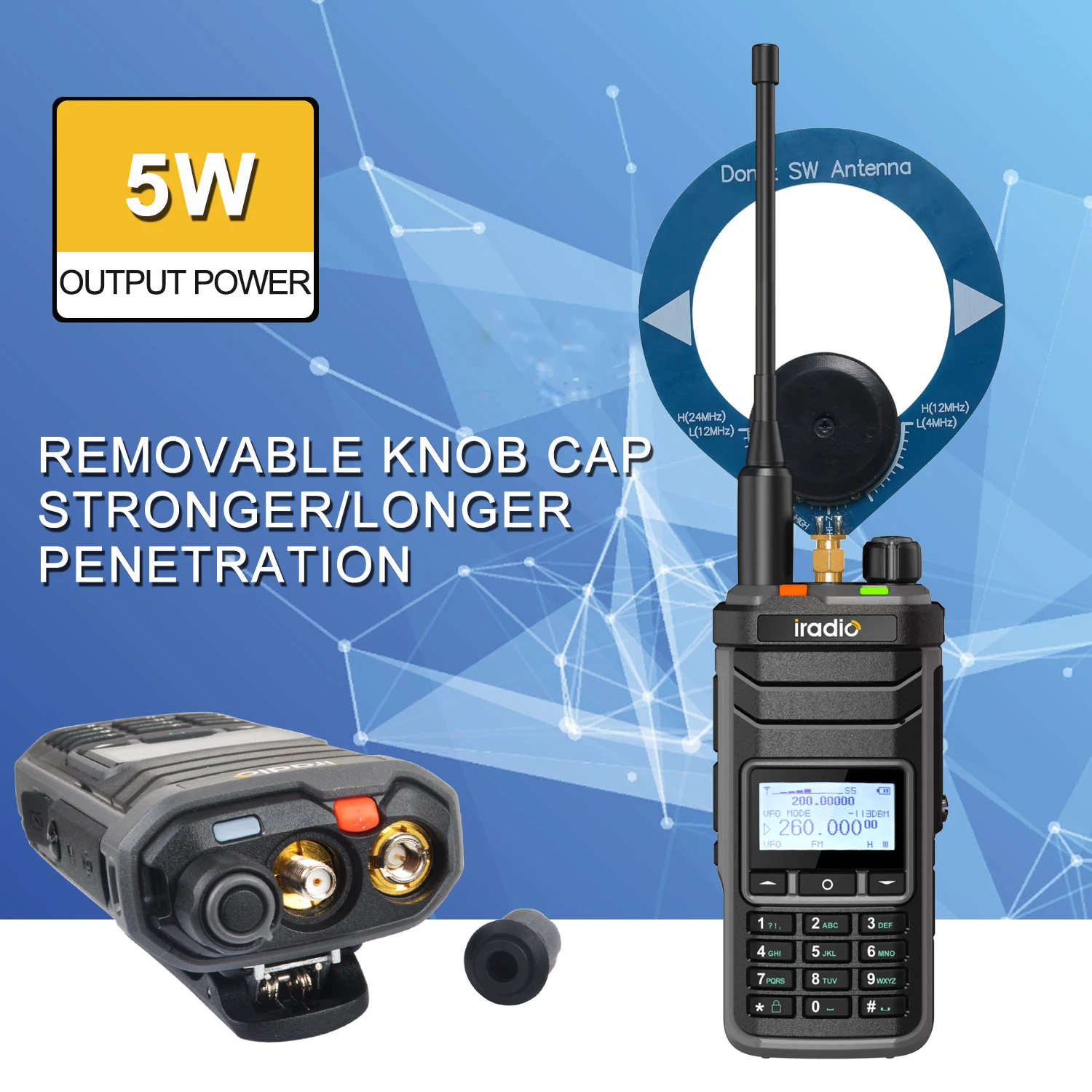 Iradio UV-88 Multi banda Ham Radio HF UHF VHF Walkie Talkie AM USB LSB CW CB LW MW SW SSB RX 1024Ch USB-C batería RT-860 variante