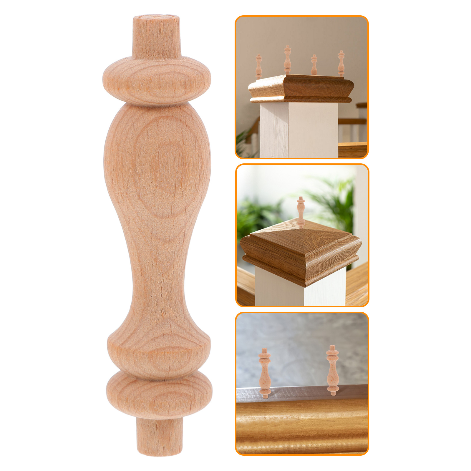 10Pcs Wood Spindles European Style Carved Baluster for Home Decoration Staircase Cabinet Unfinished Craft Accessories