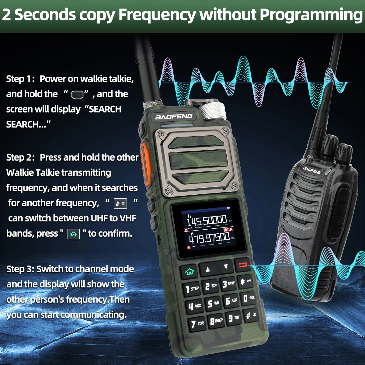 Baofeng UV-25 Walkie Talkie Drahtlose Kopierfrequenz Multiband UHF VHF Air Band 999CH NOAA Typ-C Ladegerät AM Ham Zweiwegradio