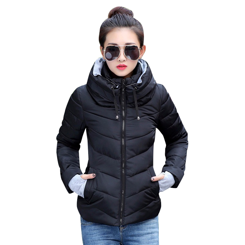 Winterjacke für Damen, Oberteile, Damenparkas, verdickte Oberbekleidung, solide Mäntel, kurze weibliche, schlanke, mit Baumwolle gepolsterte Basic-Kleidung