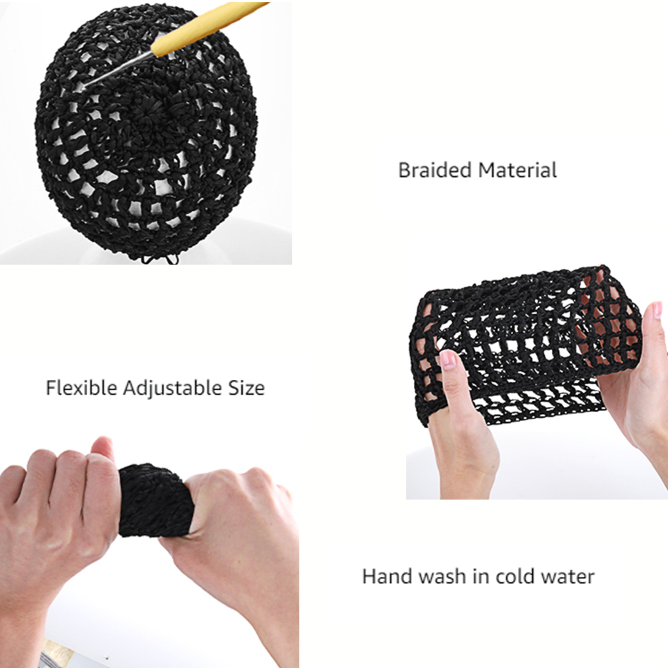 3 stuks comfort, handgebreide gehaakte haarnetkap voor dames - ademend, ademend mesh slaapmuts, elastisch haarnet voor mannen en vrouwen