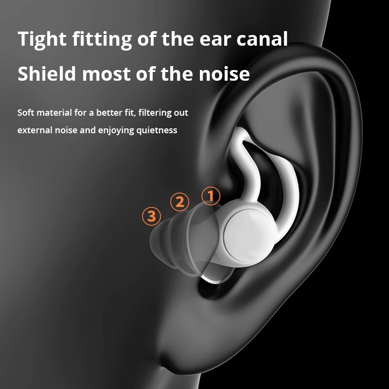 Dźwiękoszczelne zatyczki do uszu Trójwarstwowe białe silikonowe zatyczki do uszu Wodoodporne zatyczki do uszu do pływania Redukcja hałasu podczas snu