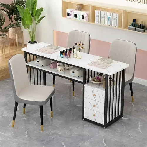Conjunto de mesas e cadeiras para unhas de ferro moderno, criativo, casa, quarto, maquiagem, simples, salão de beleza, profissional, mesa de manicure