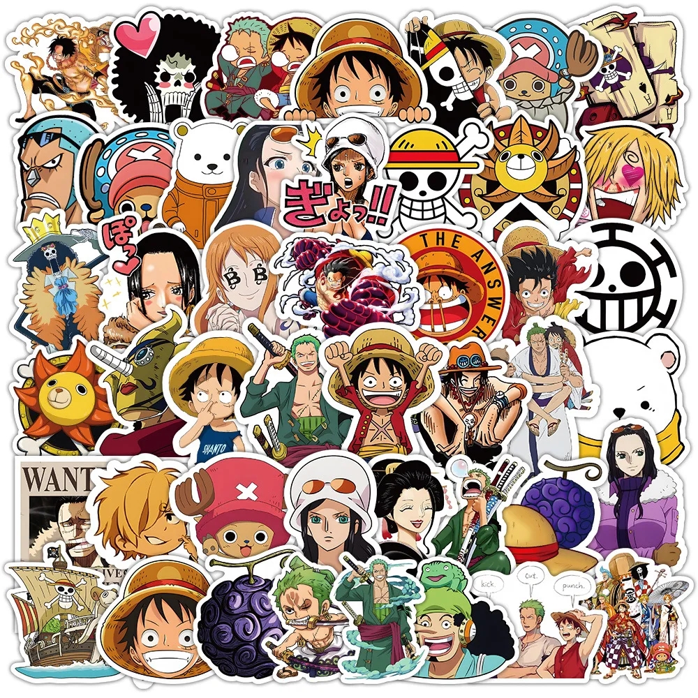 10/30/50 Uds pegatinas de una pieza Anime Luffy calcomanías de dibujos animados Graffiti DIY cuaderno motocicleta monopatín teléfono impermeable juguetes para niños