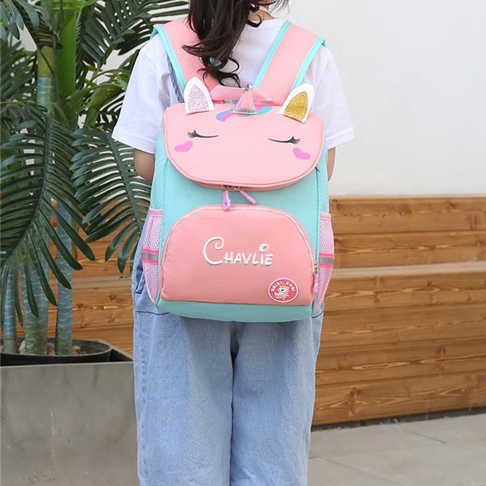 Personalisierter Name Kindergarten Jungen Mädchen Schultasche Benutzerdefinierter Cartoon Rucksack bestickt Jeder Name Dinosaurier Einhorn Cartoon Taschen