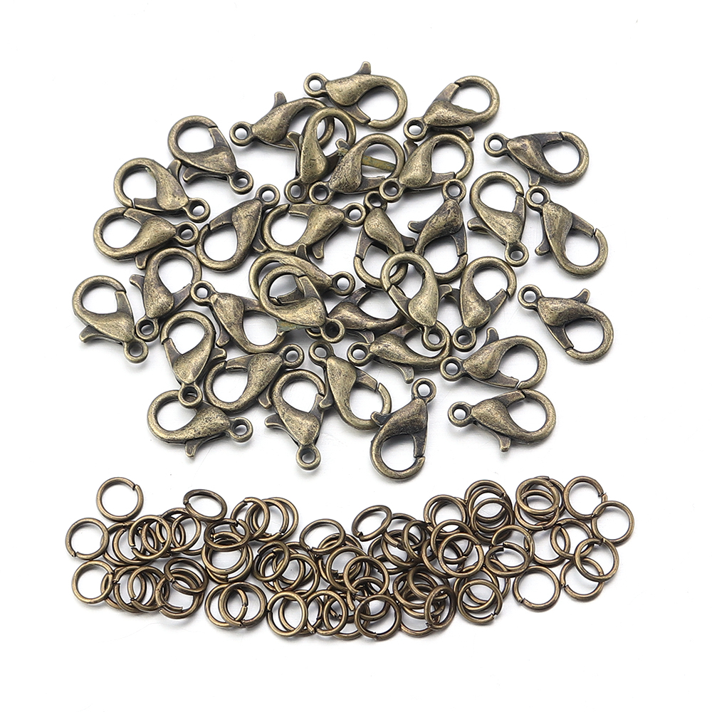 50pcs/lot Metal Lobster Clasps Hooks With Jump Rings End Clasps Connectors For Necklace Findings Diy Jewelry Making Accessories