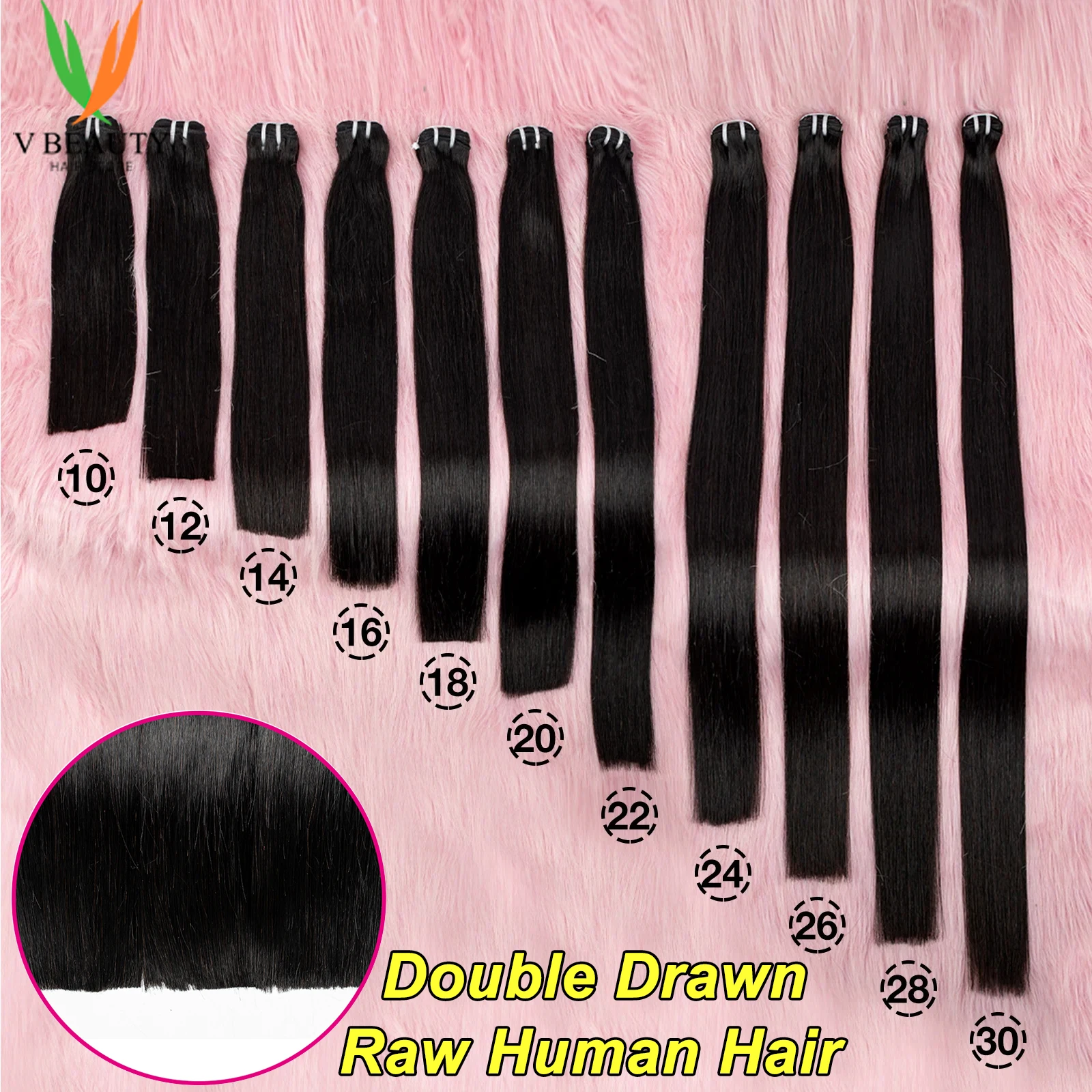 V beleza 16a grau duplo desenhado não processado cru vietnamita feixes de cabelo humano 100% extensões de cabelo virgem em linha reta
