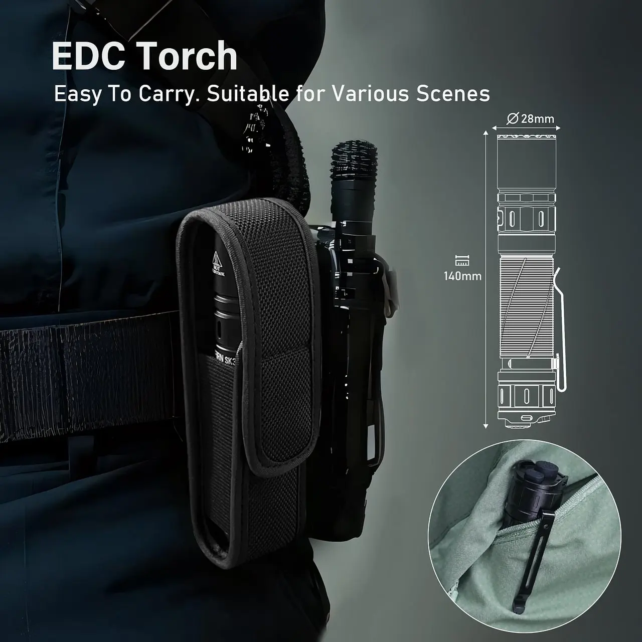 SOFIRN SK30 3000LM Tactical Flashlight 6000K SFT70 LED Light 21700 USB C Rechargeable EDC Torch with Double Switch
