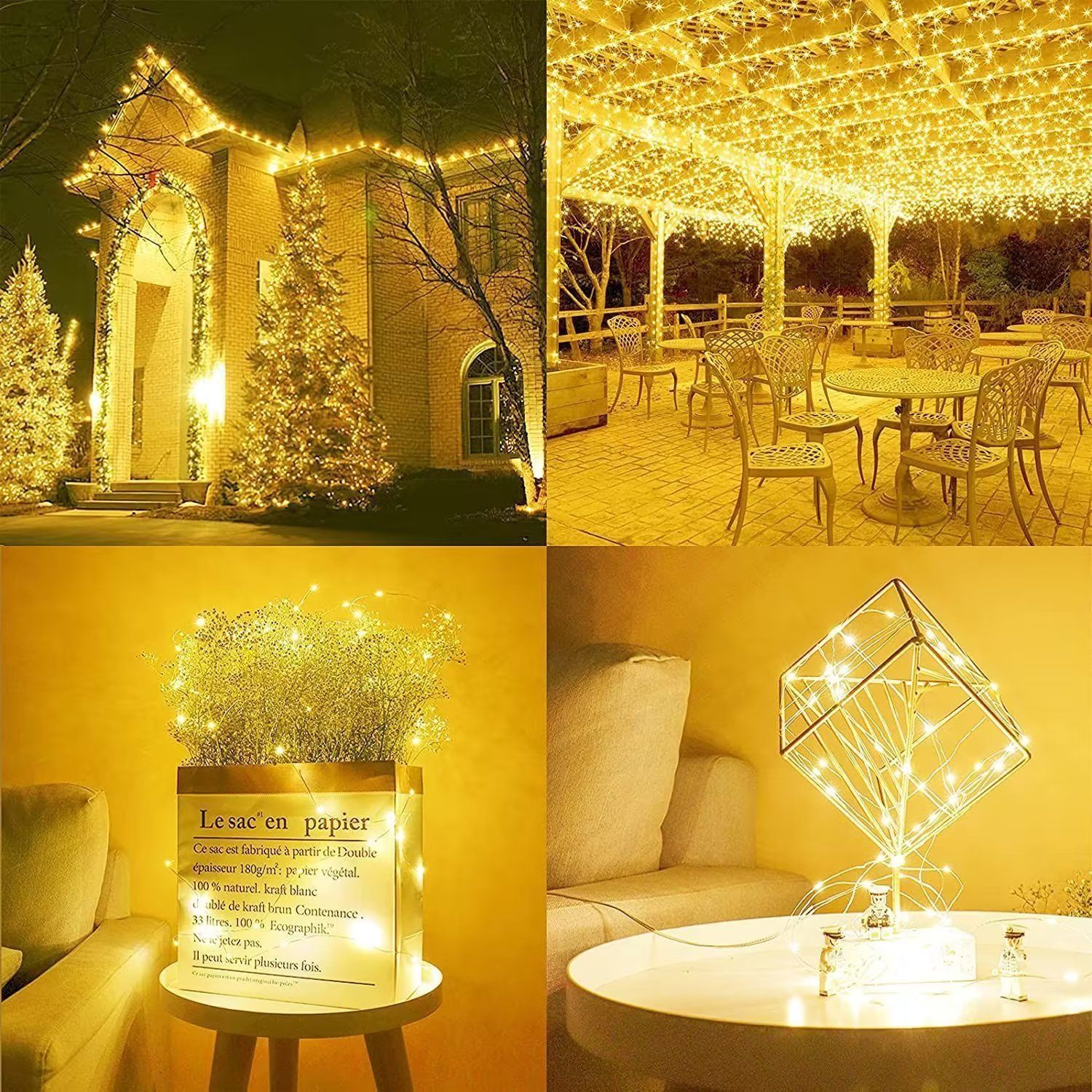 Christmas Decorations Outdoor Battery Operated Remote Copper Wire String Lights Holiday Wedding Party Decor Fairy Garden Lights