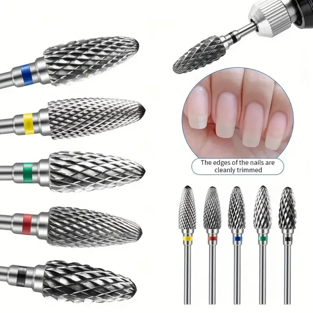 Tungsten Carbid Nail Drill Bits Electric Manicure Drill Accessory Milling Cutters for Nail Gel Polish Remover Nail Tools Efiles
