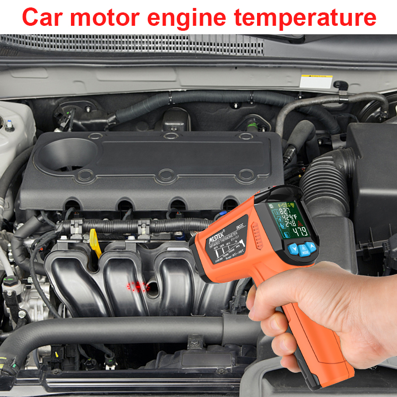 Digital Infrared Thermometer Non-contact Pyrometer Laser Temperature Meter Imager Hygrometer IR Termometro Color LCD Light Alarm