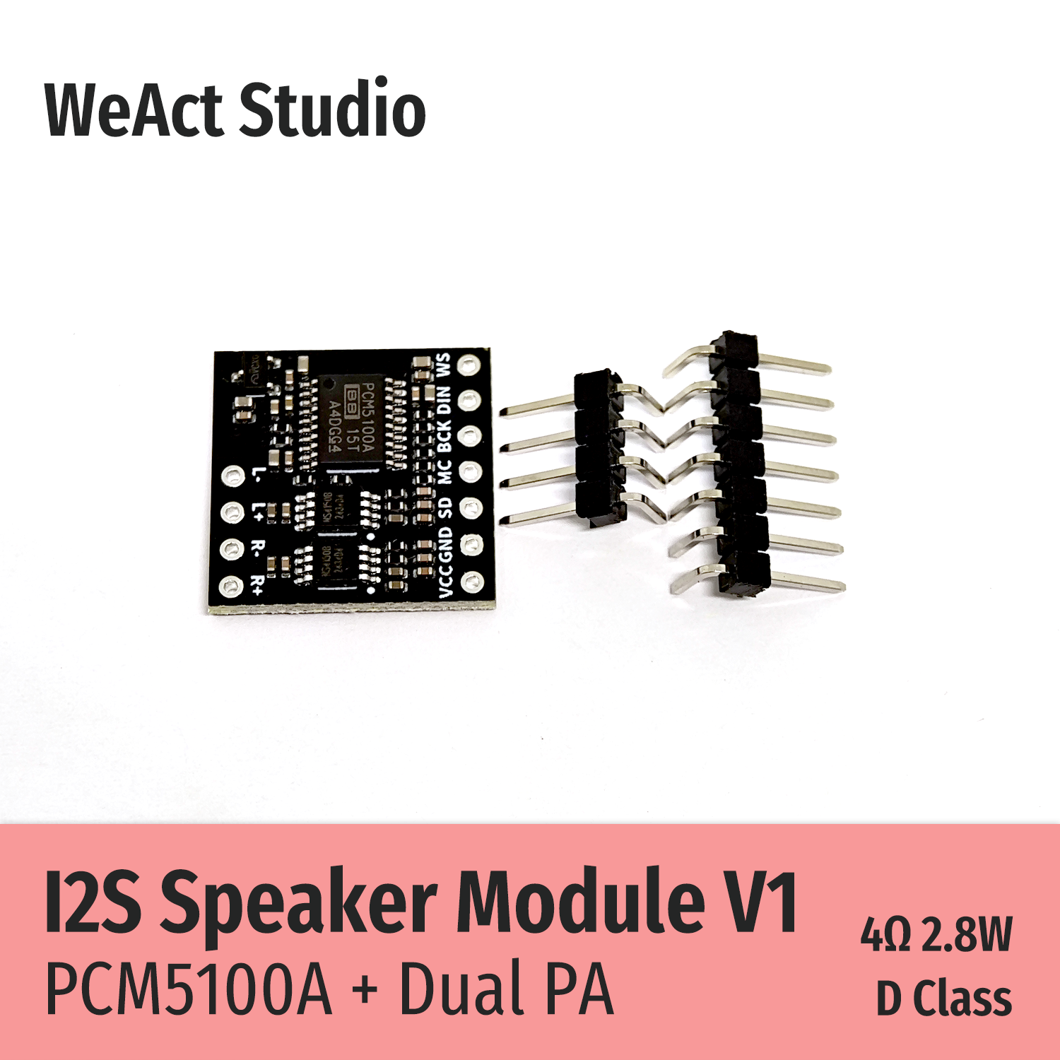 WeAct I2S Lautsprechermodul PCM5100A Dual PA 4Ω 2,8W D-Klasse