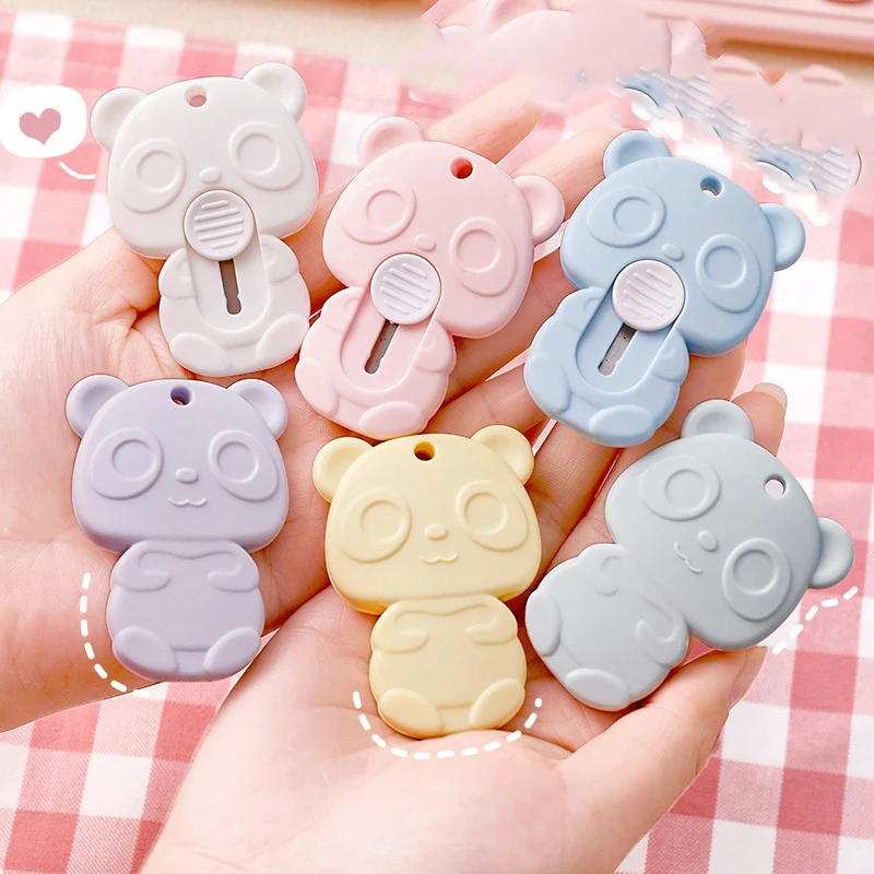 Mini couteau utilitaire d'art ours de poche, boîte Express, couteau coupe-papier artisanal 6 pièces
