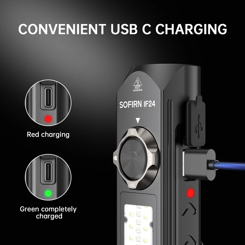 Sofirn IF24 RGB Powerful 2000Lm Flashlight 18650 Rechargeable Rotary Switch Torch with Magnetic Tailcap