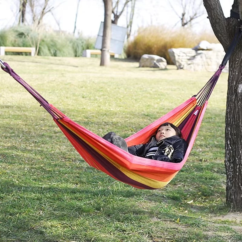 Hamaca individual de lona gruesa y ancha para acampar al aire libre, columpio de ocio, cama colgante portátil, hamaca columpio para dormir