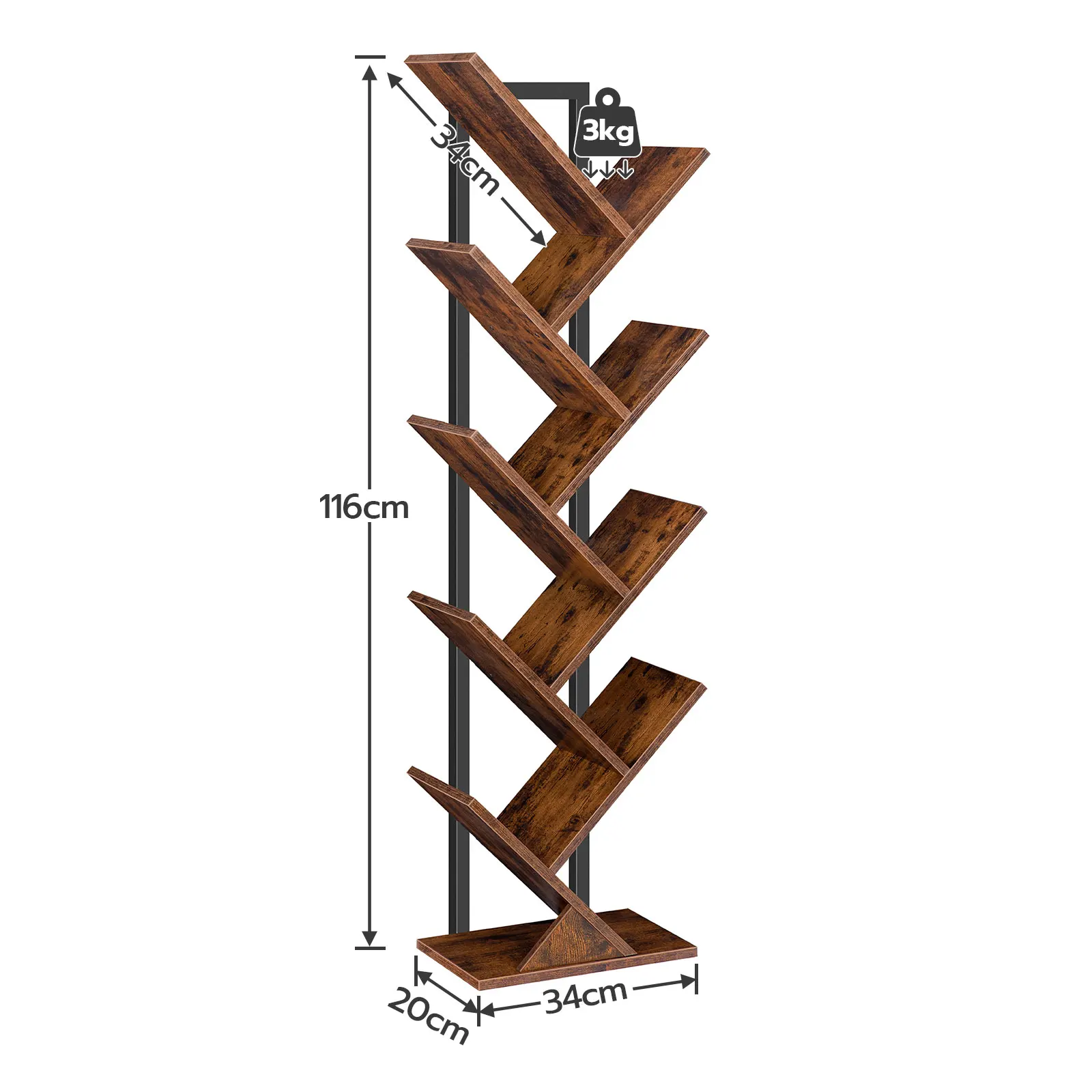 HOOBRO Scaffale per libri alto a 9 livelli Scaffale per libri da pavimento Libreria alta con ripiani in legno per CD Album per Home Office