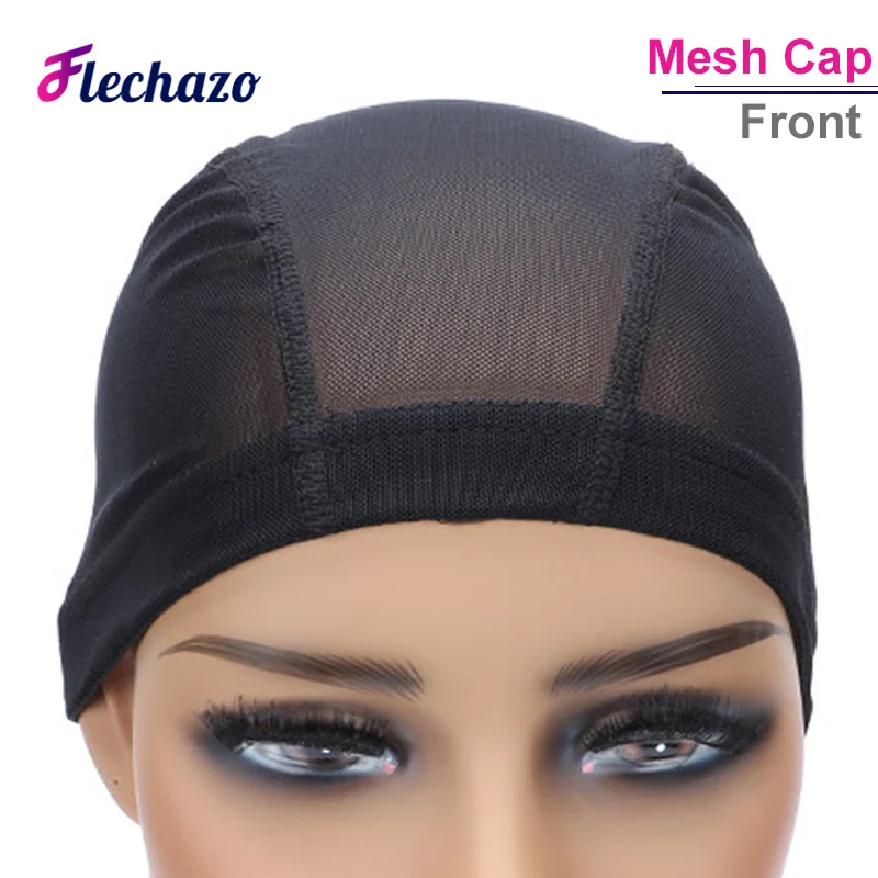 Gorro de peluca de cúpula duradero para mujer, gorro de malla transpirable para hacer pelucas, gorro tejido negro, gorros de peluca elásticos para mujer S M L, 5 uds.