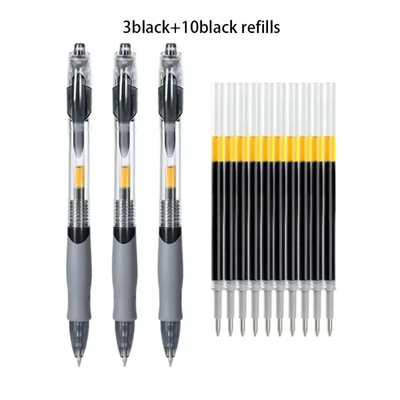 13/30 Stück einziehbares Gelschreiber-Set mit schwarzer/roter/blauer Tinte, Kugelschreiber zum Schreiben, Nachfüllungen, Bürozubehör, Schulbedarf, Schreibwaren