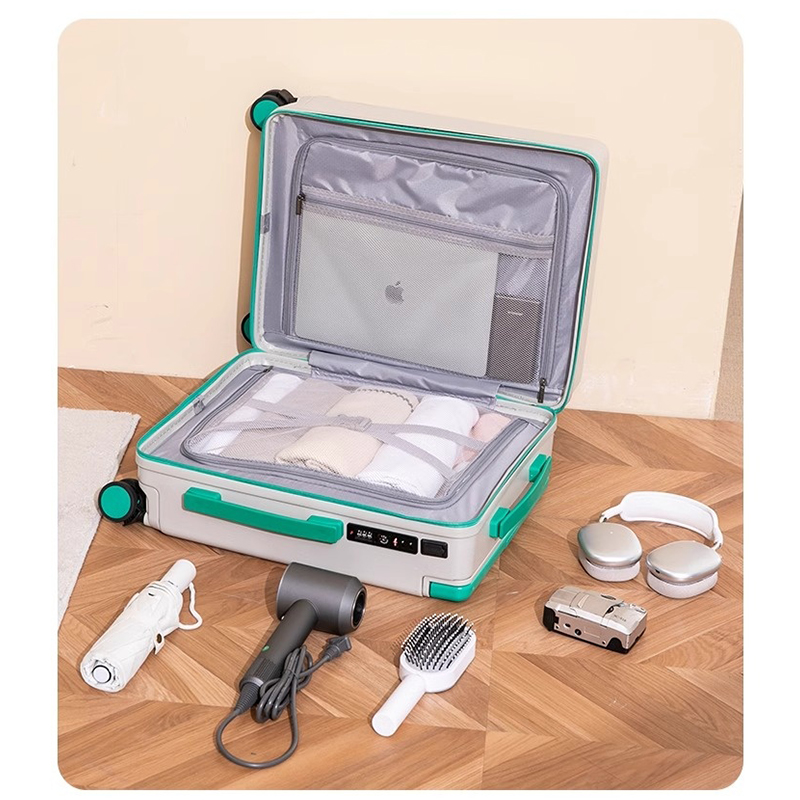 2025 novo carrinho largo bagagem 20-Polegada cabine lockbox multi-função de carregamento usb suporte de copo mala de viagem