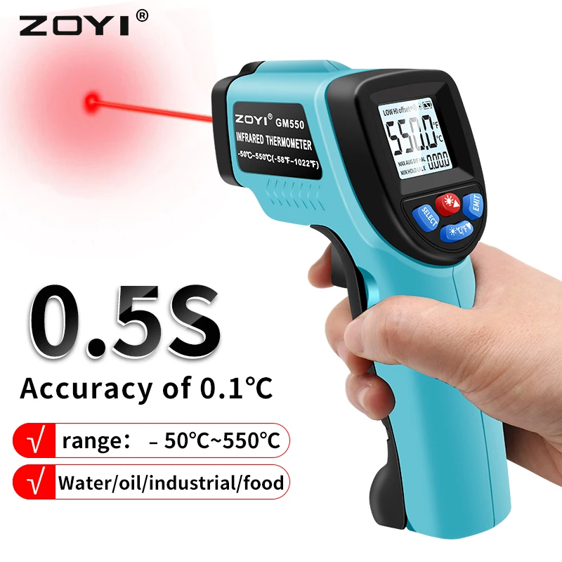 -50~600°C High Precision Digital Infrared Thermometer Laser Temperature Meter Non-contact Pyrometer Gun IR Sensor Termometro