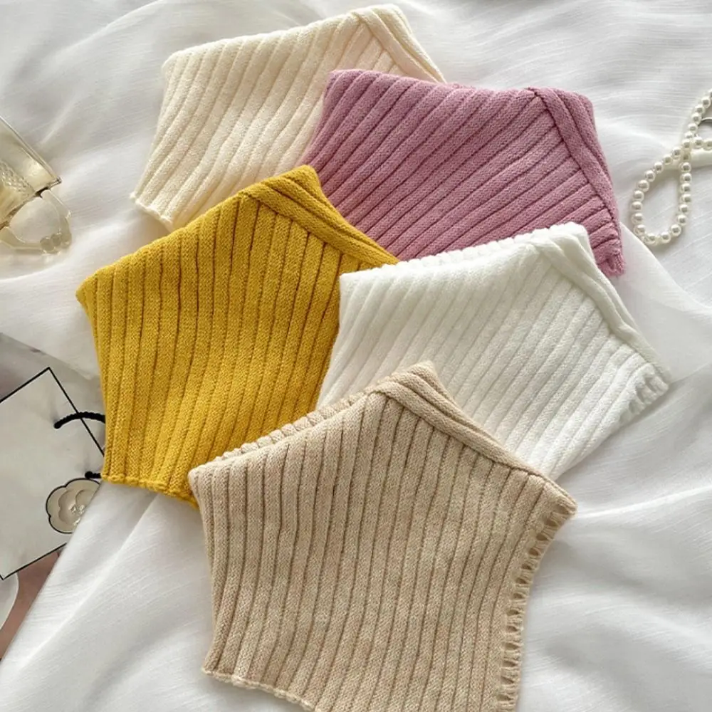Syal leher Turtleneck kerah palsu rajut, syal penghangat leher Turtleneck modis musim dingin dapat dilepas tahan angin untuk wanita