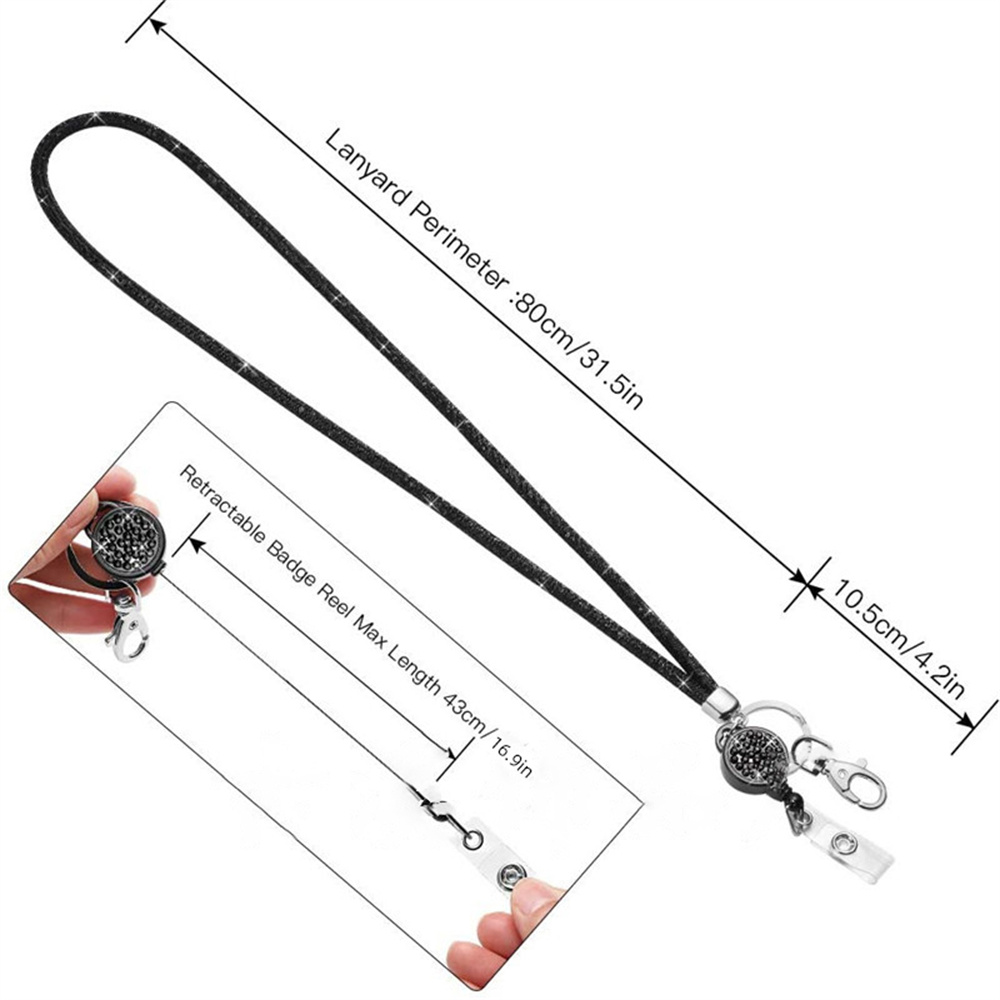 이름 태그 카드 배지 홀더 릴 체인 클립, 목걸이 스트랩, 개폐식 끈 ID