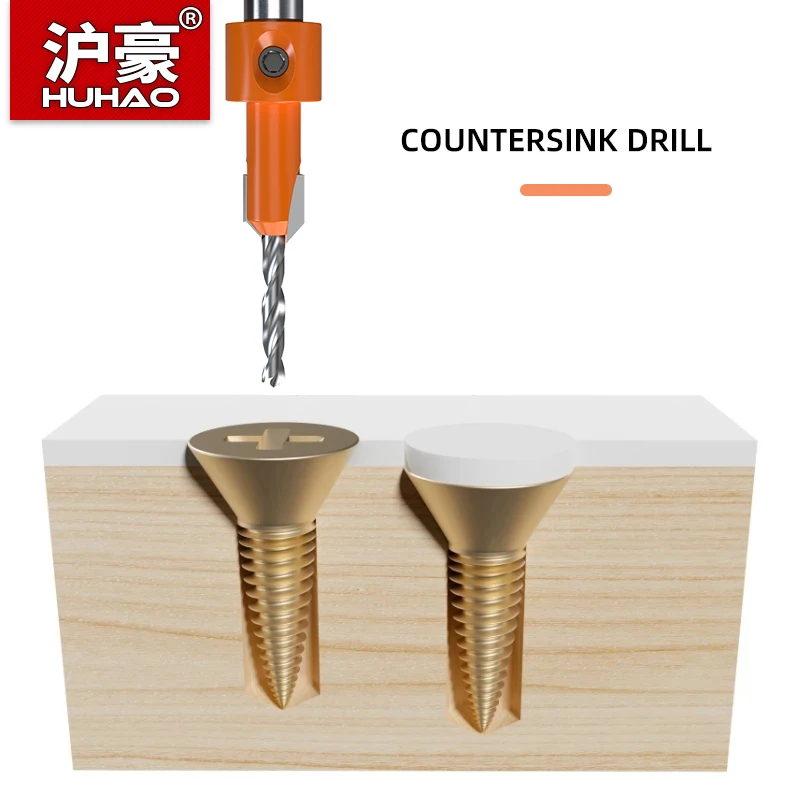 HUHAO 8Mm Vỏ Phản Bồn Rửa Mũi Cho Gỗ HSS Ốc Vít Countersinking Thực Tập Nghề Mộc Dụng Cụ