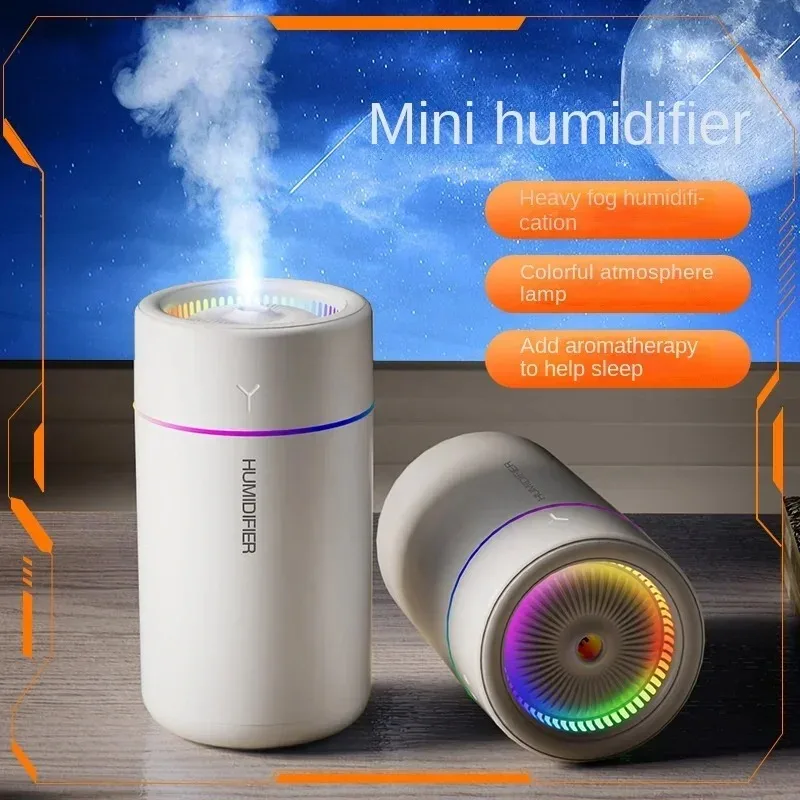 Humidificador de aire de 280ML, gran volumen de niebla, luz de ambiente colorida, difusor de Aroma silencioso, aceites esenciales, aromaterapia para el hogar y el coche