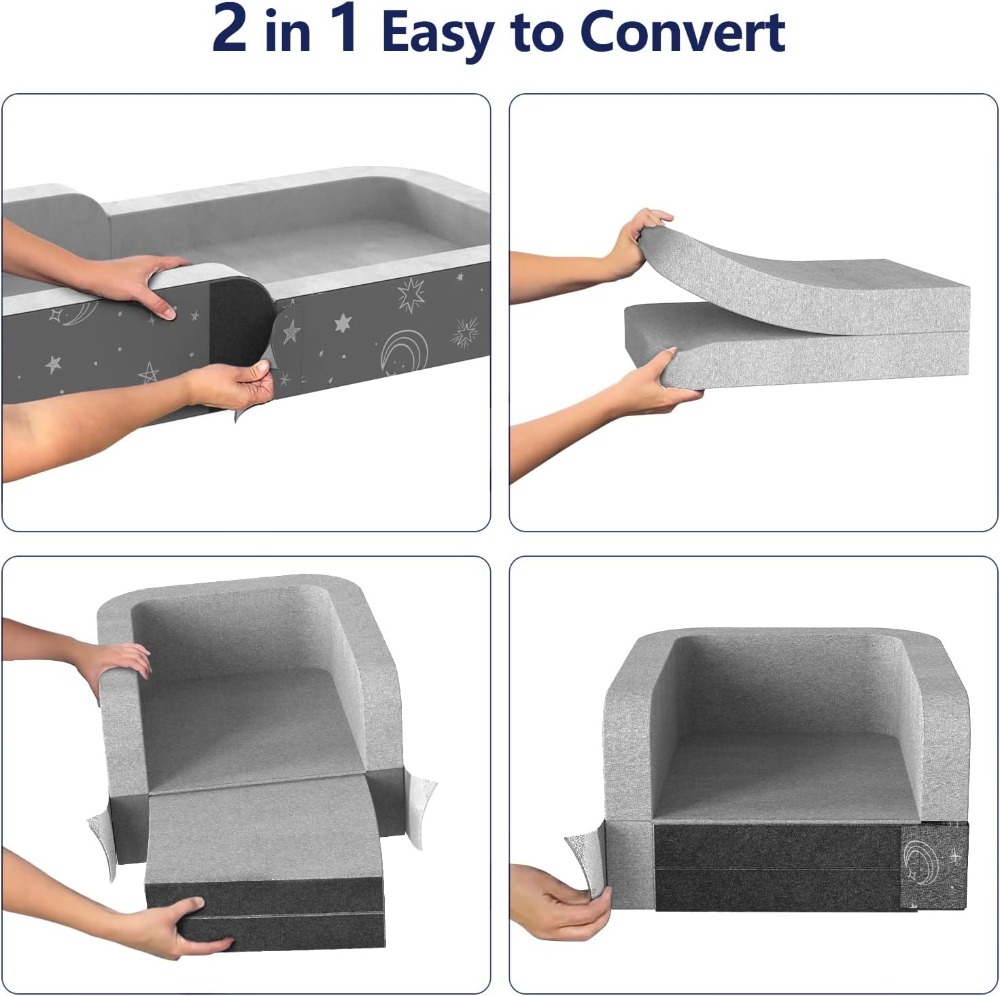 Toddler Travel Bed, Portable Travel Beds - Foldable Soft Foam Floor Cot with Washable Cover