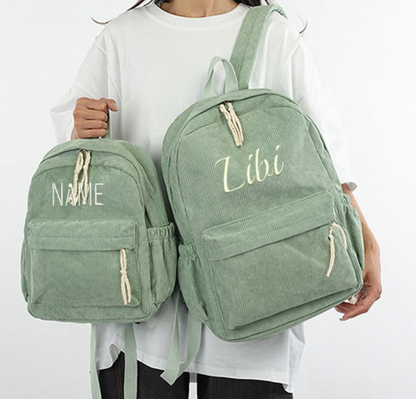 Школьный рюкзак на заказ, новинка 2025, модный вельветовый гладкий рюкзак на молнии, индивидуальное уникальное имя, большой вместительный дорожный рюкзак, походный рюкзак