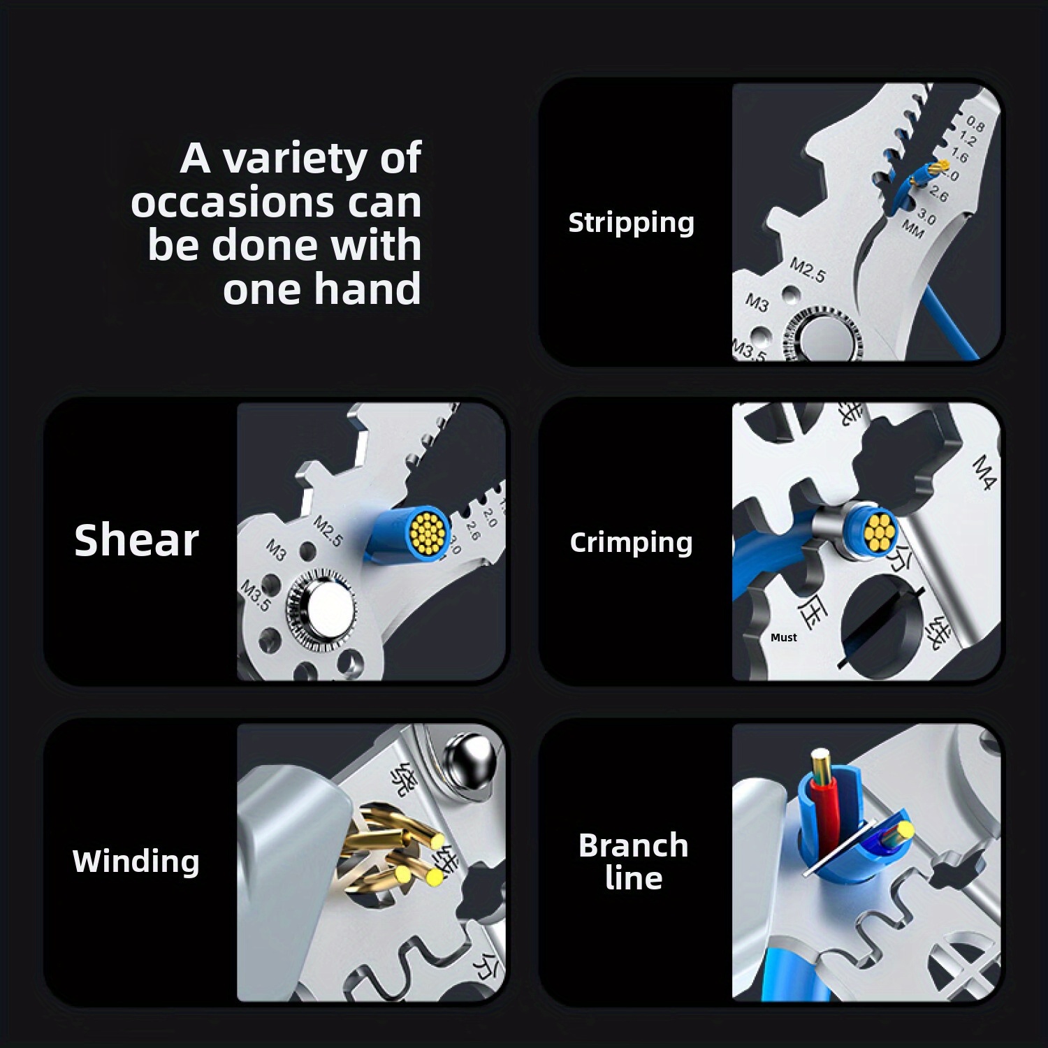 Electrician Pliers with Wire Stripper, Cutter & Separator – Durable Sharp Tool for DIY Cable Repair, Easy to Use, 10-in-1 Design