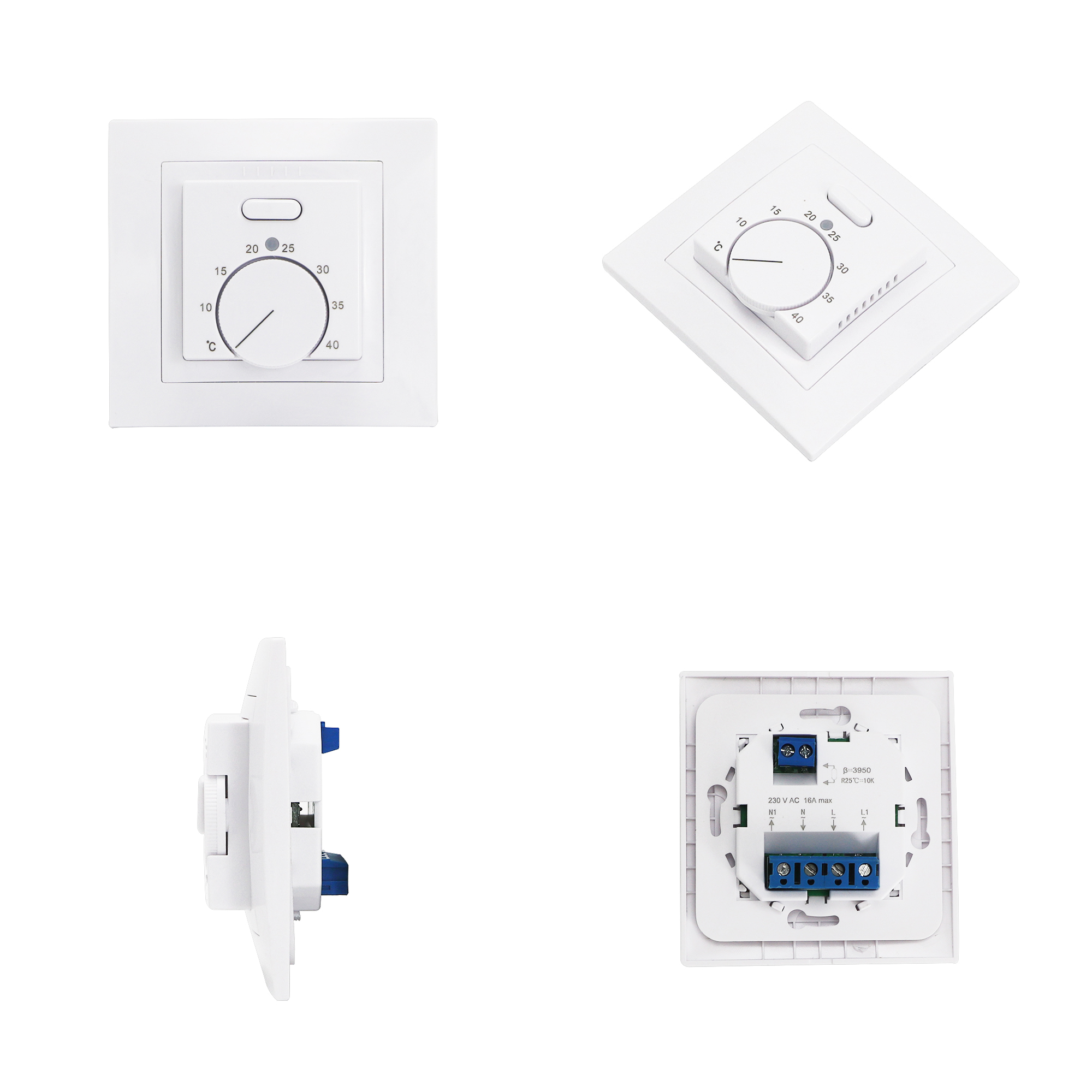 Minco Heat Raumbodenheizungsthermostat 230 V AC, 50/60 Hz 16 A mechanischer manueller Temperaturregler mit externem Sensor