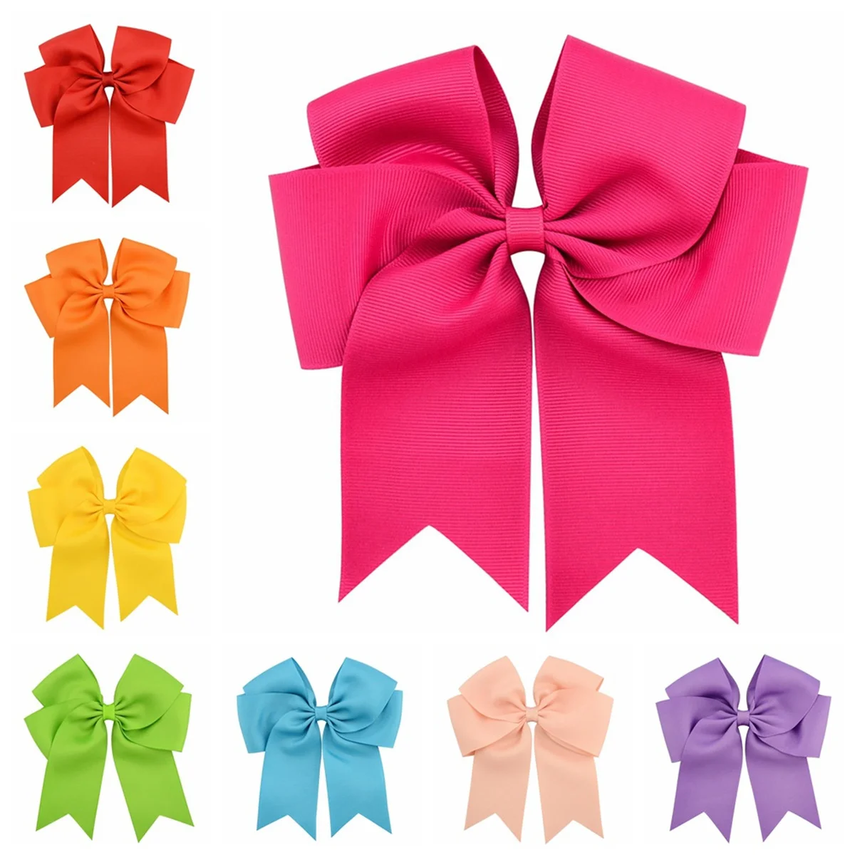 Laços de cabelo elegantes e coloridos de 6 polegadas com clipe, crianças, meninas, fita grande, grampos de cabelo, bebê, rabo de cavalo, acessórios de cabelo