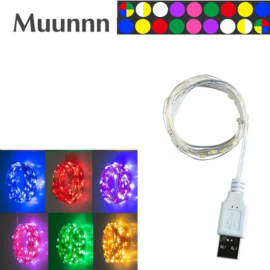 Guirnalda de luces LED de alambre de cobre USB, guirnalda de luces de hadas impermeables para exteriores, decoraciones para el hogar, fiesta de boda y Navidad