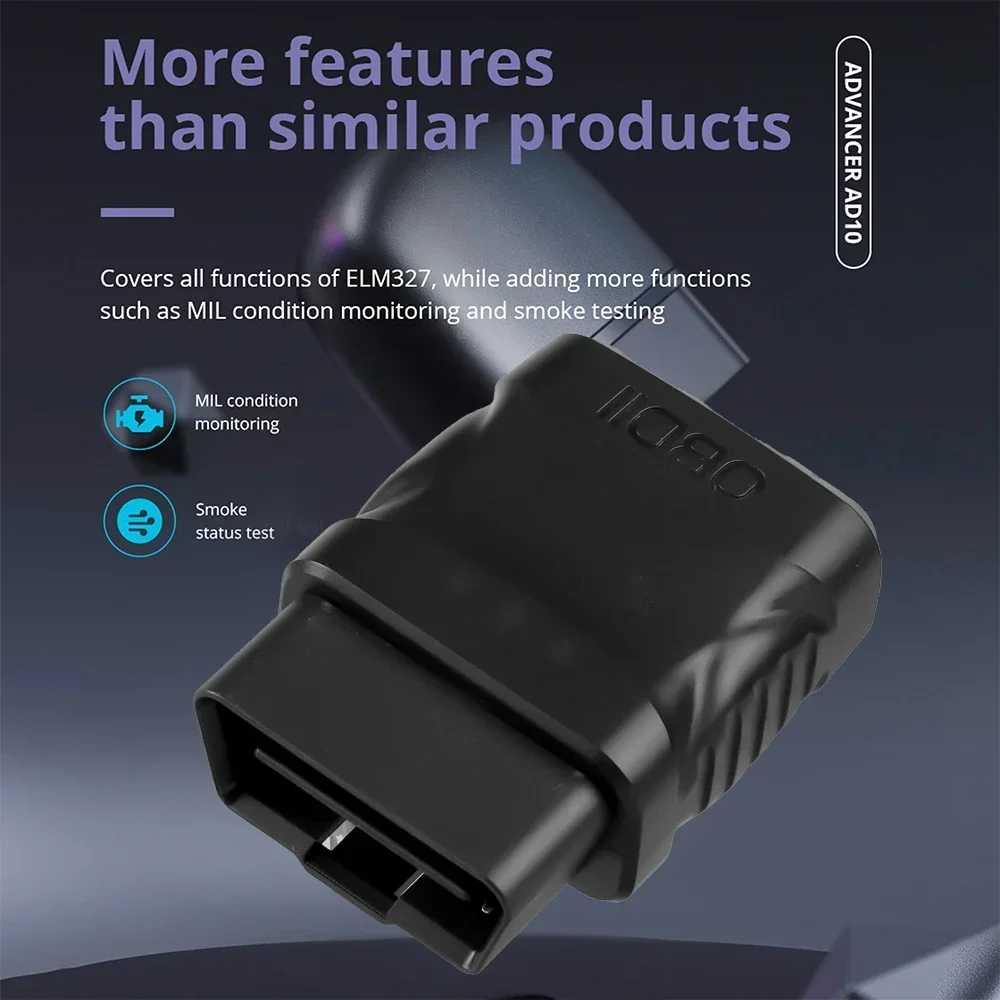 Lecteur de code de défaut de moteur de voiture ELM327 V2.1, scanner OBD2, Bluetooth 4.2, scanner de voiture, scanner de code de défaut IOS/Android EOBD