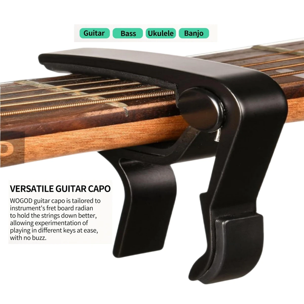 Miwayer อลูมิเนียมคุณภาพสูงกีตาร์ Capo สําหรับกีตาร์ 6 สายโลหะผสมโลหะ Universal Multifunction Capo