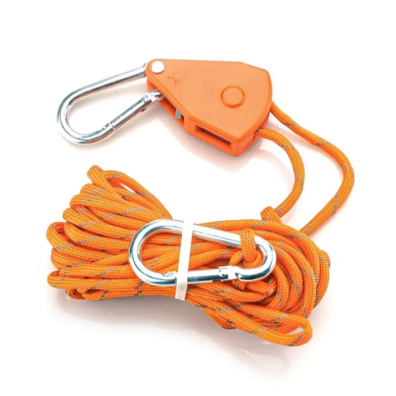 5m Adjustable 8inch Lanyard Hanging for Outdoors Camping Grow Plant Lamp Rope Ratchet Hanger Pulley Lifting Pulley Hook