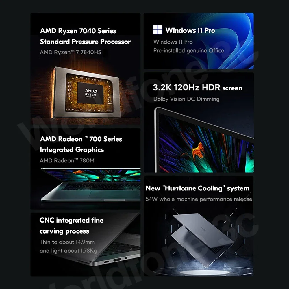 Xiaomi Laptop Redmi Book Pro 15 Ryzen R7-7840HS AMD 780M/760M 16G RAM 512G SSD 15.6 pollici 3.2K 120Hz Mi Notebook PC Germania Magazzino